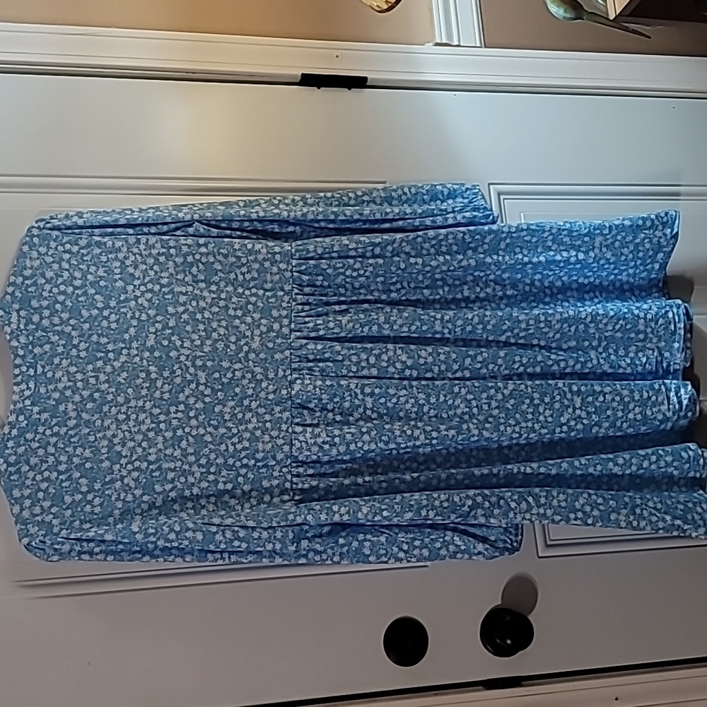 Chic Blue Floral Midi Dress - Picture 7 of 9